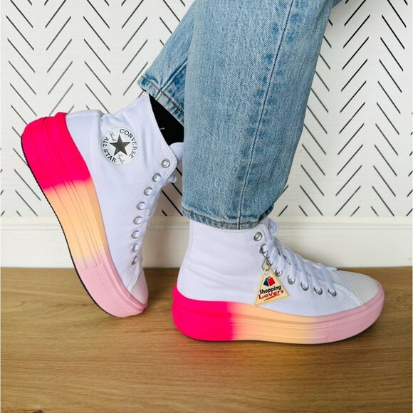 ⭐Converse Taylor Move Platform 4.5 Kid Shoes Sneakers White Pink Ombre A07372C - Picture 1 of 13